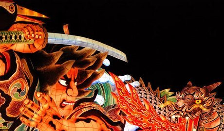 A float at night at Aomori.